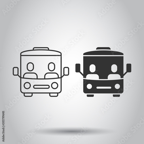 Bus icon in flat style. Coach vector illustration on white isolated background. Autobus vehicle business concept.