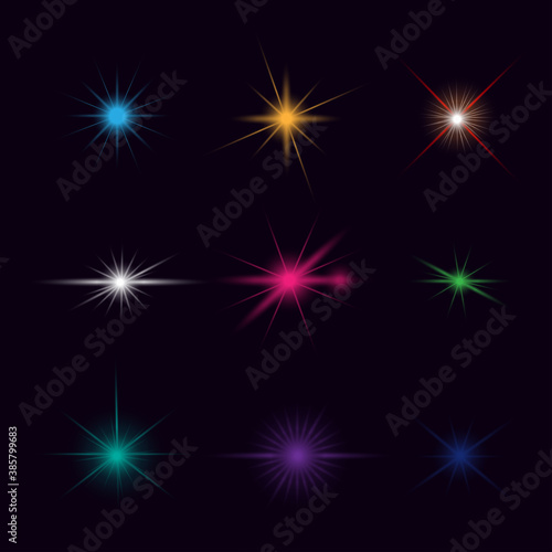 Abstract image of lighting flare. Abstract blue background with stars.Explosion and stars. Vector EPS 10.