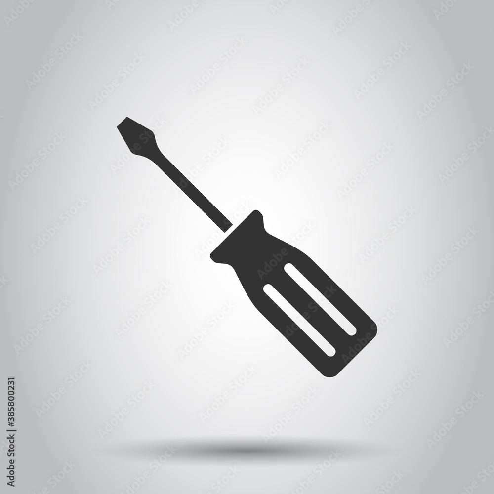 Screwdriver icon in flat style. Spanner key vector illustration on white isolated background. Repair equipment business concept. Screwdriver icon in flat style. Spanner key vector illustration on white isolated background. Repair equipment business concept.