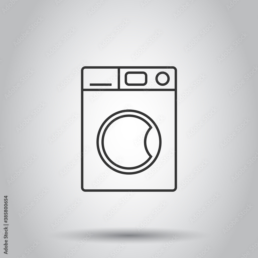 Washing machine icon in flat style. Washer vector illustration on white isolated background. Laundry business concept. Washing machine icon in flat style. Washer vector illustration on white isolated background. Laundry business concept.
