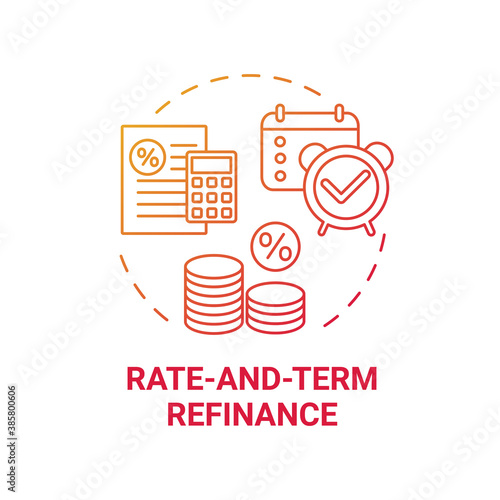 Rate-and-term refinance concept icon. Mortgage refinancing idea thin line illustration. Loan improvement. Maintaining original remaining principal amount. Vector isolated outline RGB color drawing