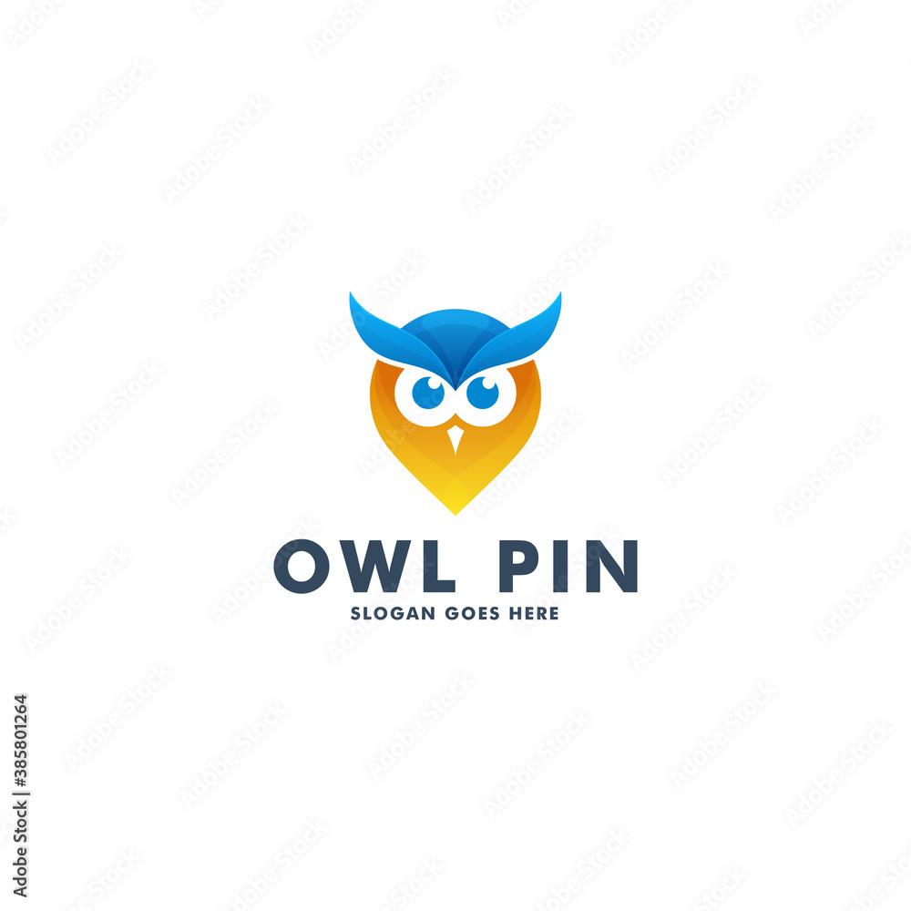 Naklejka Pin owl logo design, animal icon vector illustration