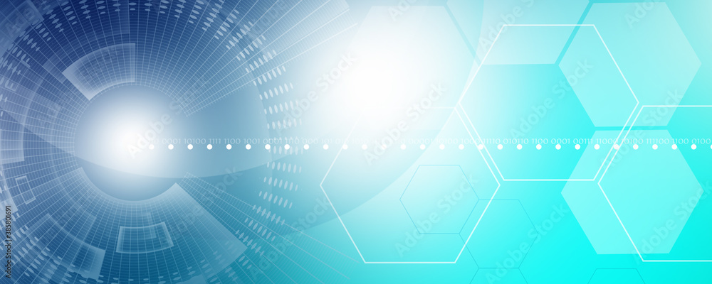 Obraz premium Blue abstract technology background with hexagons