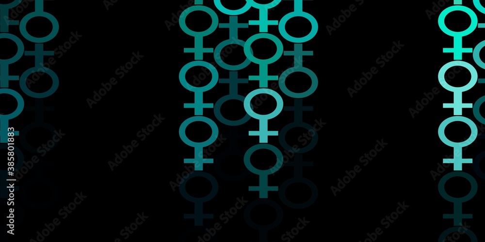 Fototapeta premium Dark Green vector backdrop with woman's power symbols.
