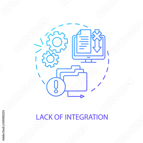 Lack of integration concept icon. Telemedicine challenges. Database problematic working process. Medical industry idea thin line illustration. Vector isolated outline RGB color drawing