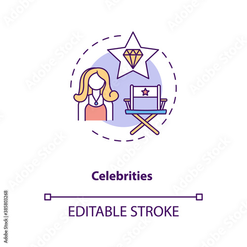Celebrities concept icon. Influencers type idea thin line illustration. Brand ambassadors. Motivational account. Lifestyle aspiration. Vector isolated outline RGB color drawing. Editable stroke