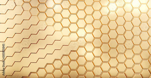 golden grid background hexa...