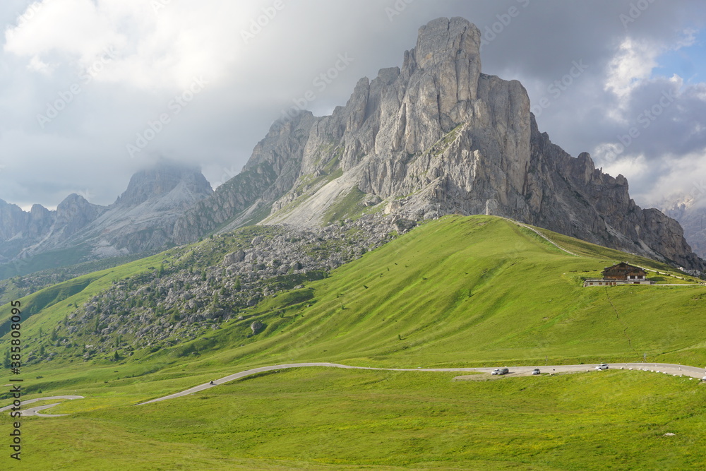 Panorama of the Giau Pass in the Dolomites