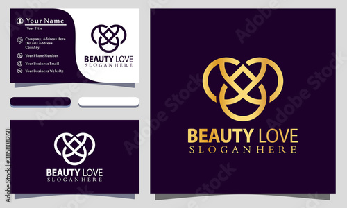Minimalist elegant Beauty Love Luxury logo design vector illustration, business card template
