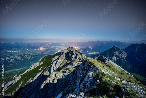 Austria , Tyrol, Peak of Brentenjoch mountain at dusk