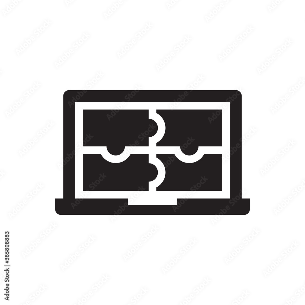 Puzzle laptop icon - solving problem icon Puzzle laptop icon - solving problem icon