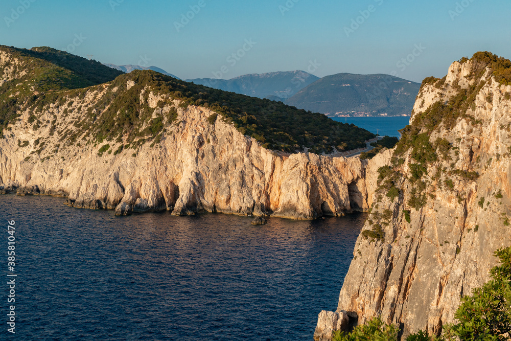 Amazing cliffs at Cape Lefkatas, Lefkada, Greece.