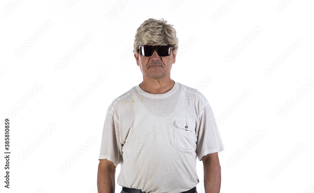 portrait of asian old man on white background portrait of asian old man on white background