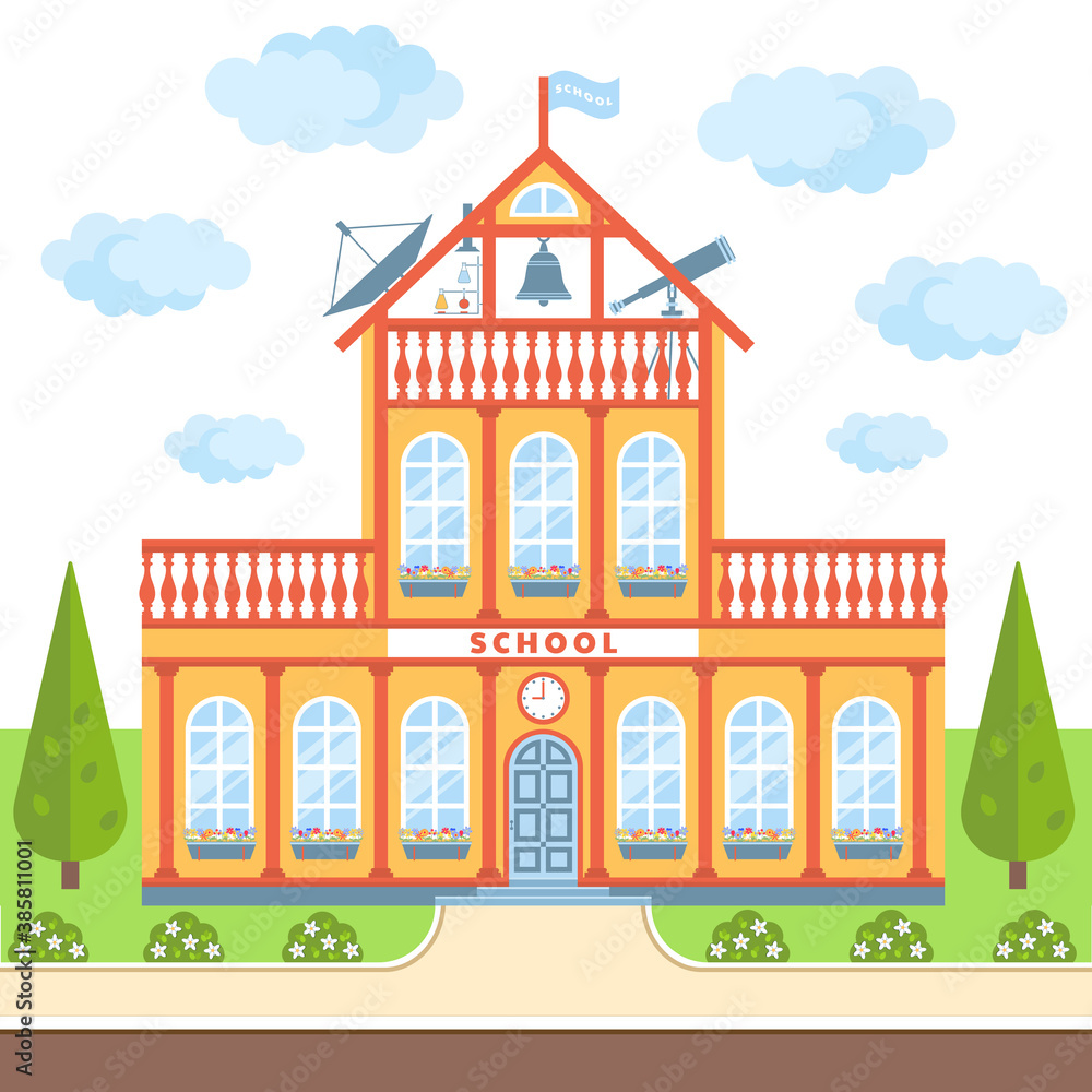 School building illustration image.