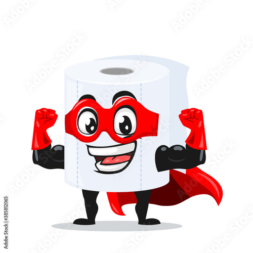 vector illustration of roll toilet paper mascot or character