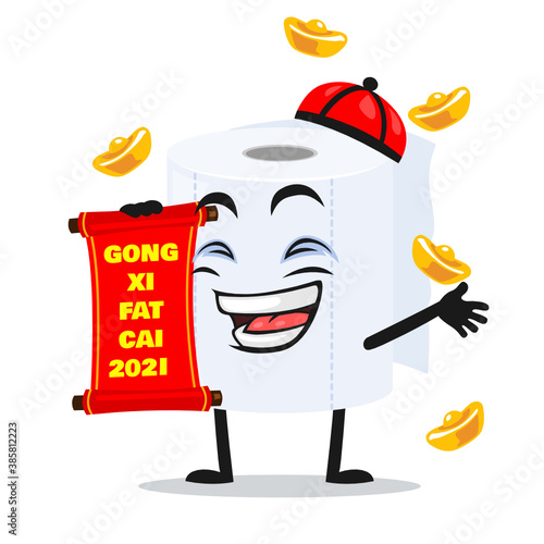 vector illustration of roll toilet paper mascot or character