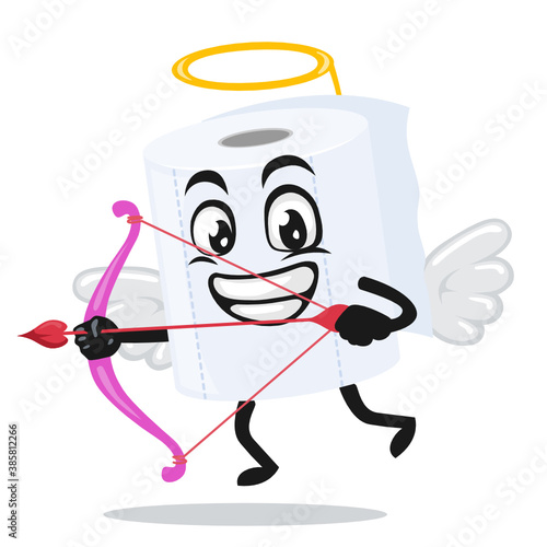 vector illustration of roll toilet paper mascot or character