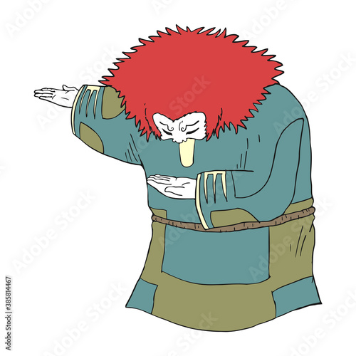 Kabuki character in respect pose