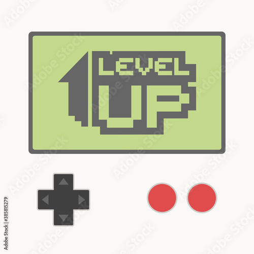 Retro video game machine with level up message
