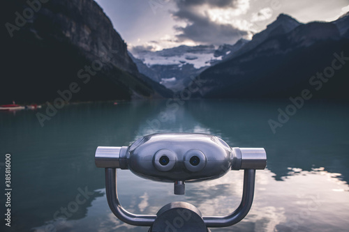 View of public binoculars in Banff National Park photo