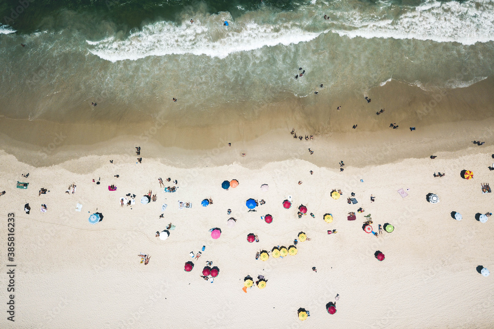 Aerial view of people enjoying beach Aerial view of people enjoying beach
