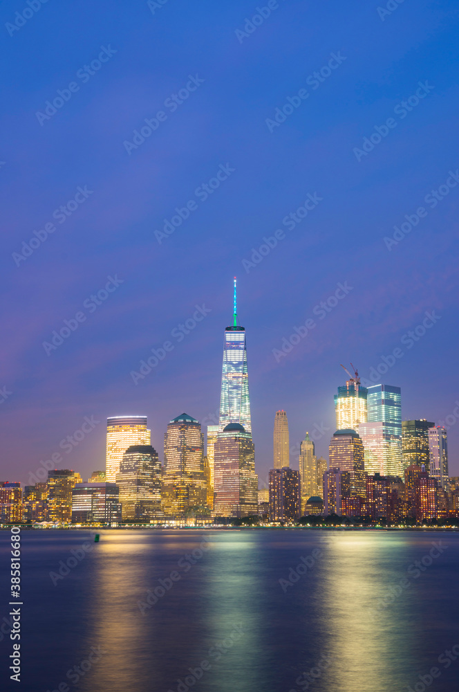 View of Manhattan skyline with Hudson River in foreground View of Manhattan skyline with Hudson River in foreground