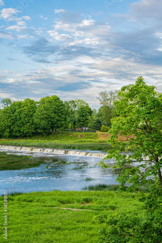 View of The Venta Rapid  widest waterfall in Europe  Kuldiga  Latvia