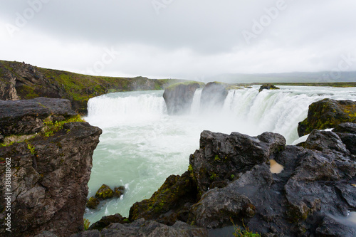 Godafoss falls in summer season view, Iceland