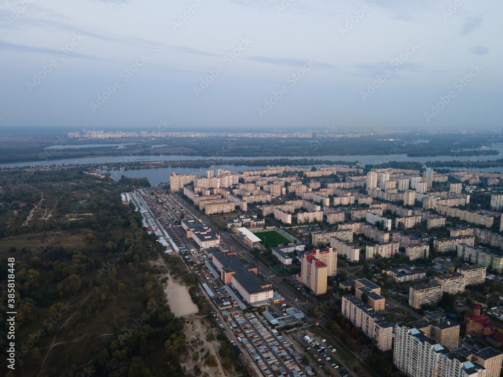 Fototapeta premium Aerial view of the outskirts of the city