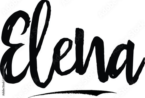  Elena-Female name Modern Brush Calligraphy on White Background