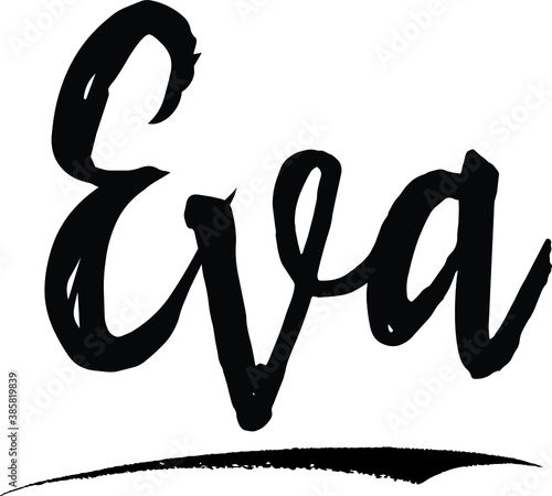  Eva-Female name Modern Brush Calligraphy on White Background