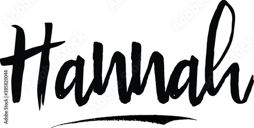 Hannah-Female name Modern Brush Calligraphy on White Background