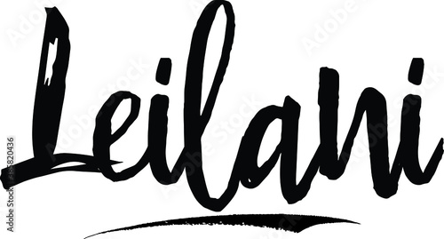Leilani-Female name Modern Brush Calligraphy on White Background photo
