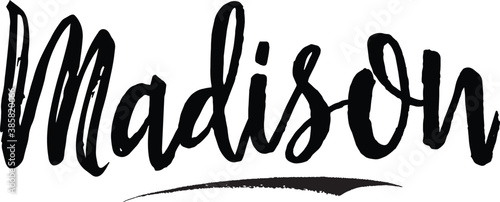  Madison-Female name Modern Brush Calligraphy on White Background