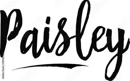 Paisley-Female name Modern Brush Calligraphy on White Background