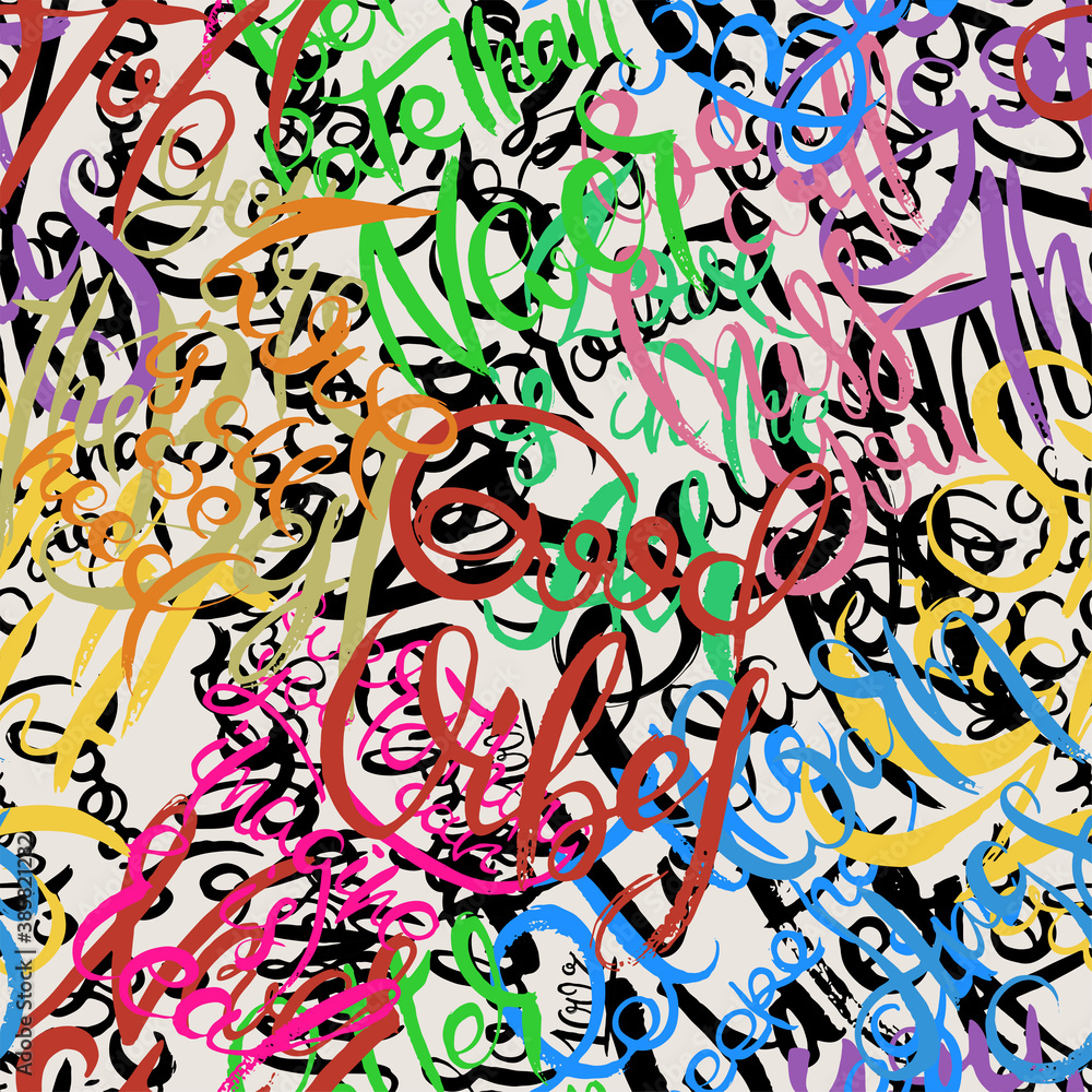 Fototapeta premium Graffiti background seamless pattern. Hand style tagging