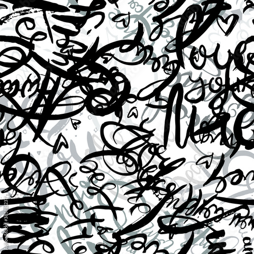 Graffiti background seamless pattern. Hand style tagging