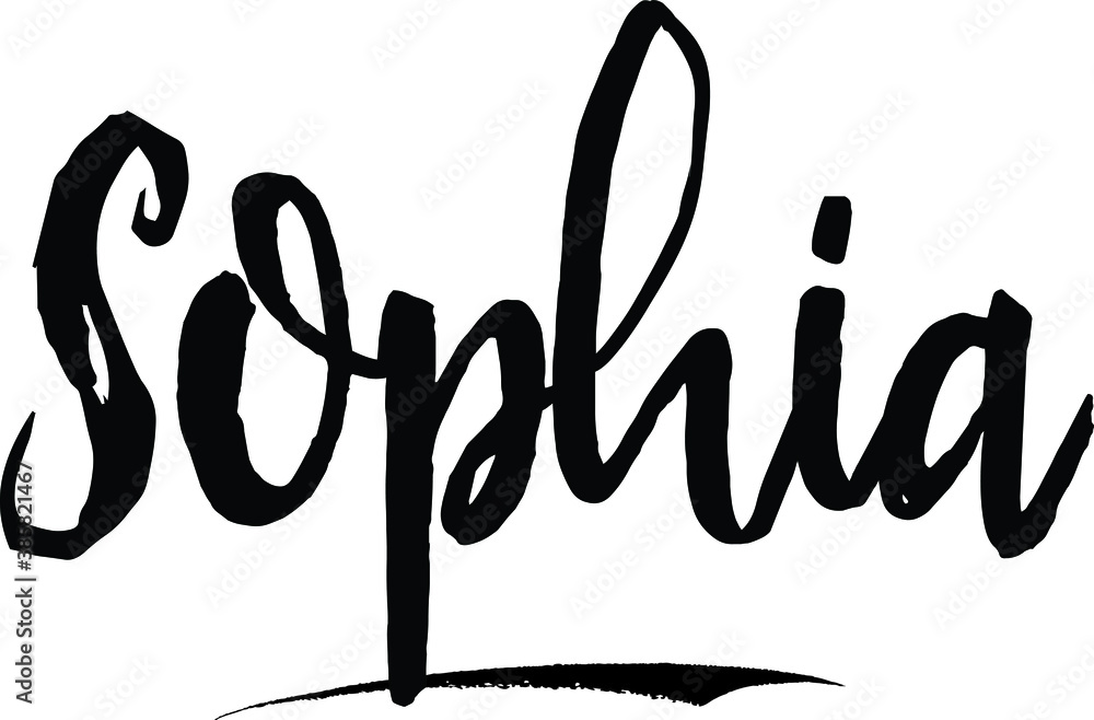 Sophia-Female name Modern Brush Calligraphy on White Background Stock ...