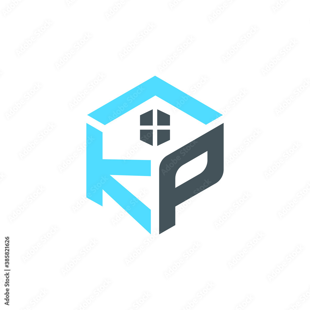 KP Letter Modern Real Estate and Housing Property Logo Design Creative