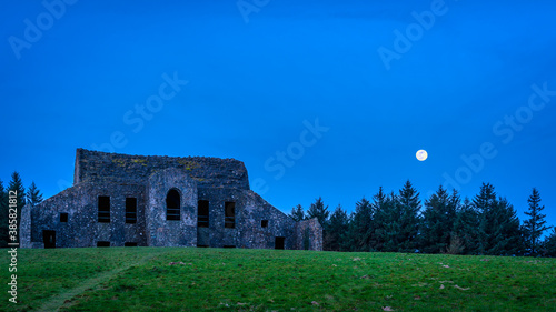 Photography Night scene with blue sky and moon at Montpelier Hill, known as Hell Fire Club w