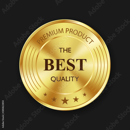 Luxury gold badges and labels premium quality product, vector illustration