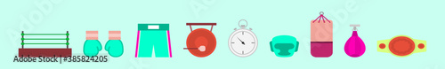 old time boxing cartoon icon design template with various models. vector illustration isolated on blue background
