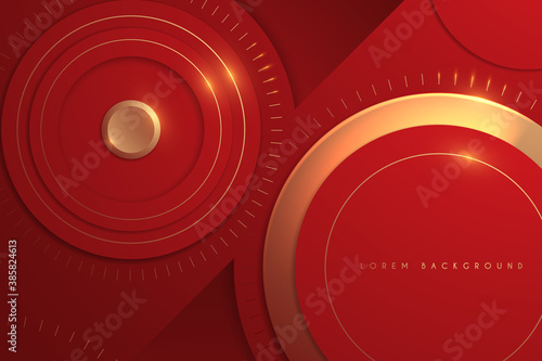 Abstract red and gold circle background