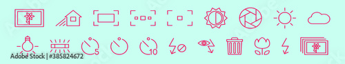 set of camera interface cartoon icon design template with various models. vector illustration isolated on blue background