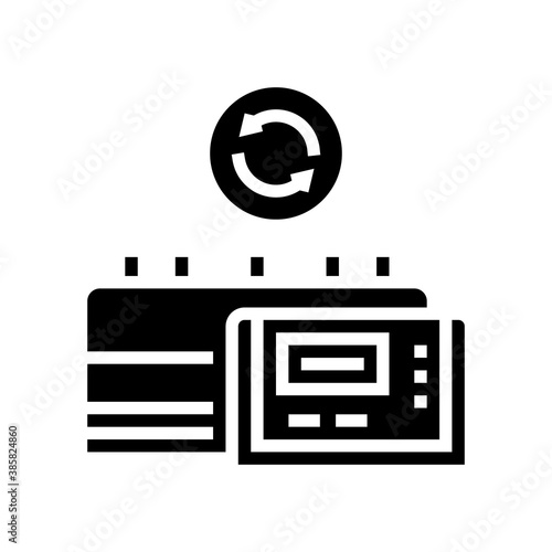medicine factory equipment replacement glyph icon vector. medicine factory equipment replacement sign. isolated contour symbol black illustration