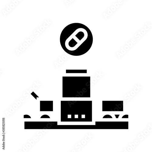 medicine manufacturing plant glyph icon vector. medicine manufacturing plant sign. isolated contour symbol black illustration