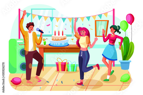 Party Outdoor Vector Illustration concept. Can use for web banner, infographics, hero images. Flat illustration isolated on white background.