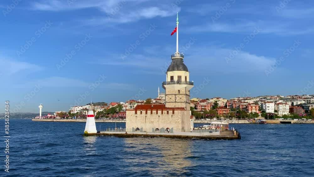 Aerial view of Maiden's Tower and Istanbul Bosphorus. 4K Footage in Turkey Aerial view of Maiden's Tower and Istanbul Bosphorus. 4K Footage in Turkey