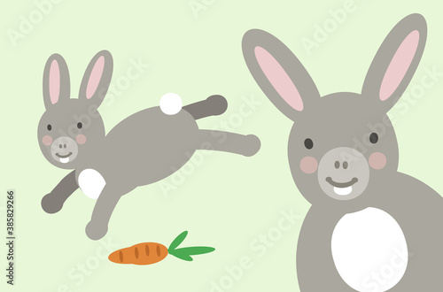Easter bunny animal smiley face cartoon illustration. This simple happy smiling rabbit is made of circles  ellipses  and egg shapes. Full vector artwork