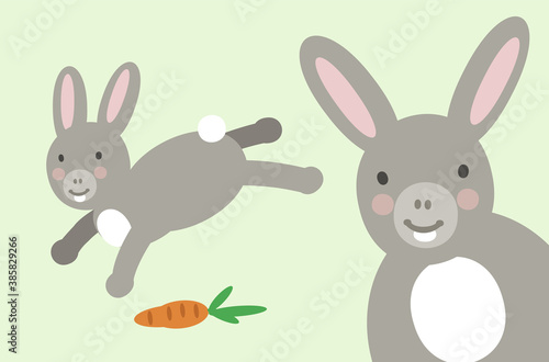 Easter bunny animal smiley face cartoon illustration. This simple happy smiling rabbit is made of circles, ellipses, and egg shapes. Full vector artwork